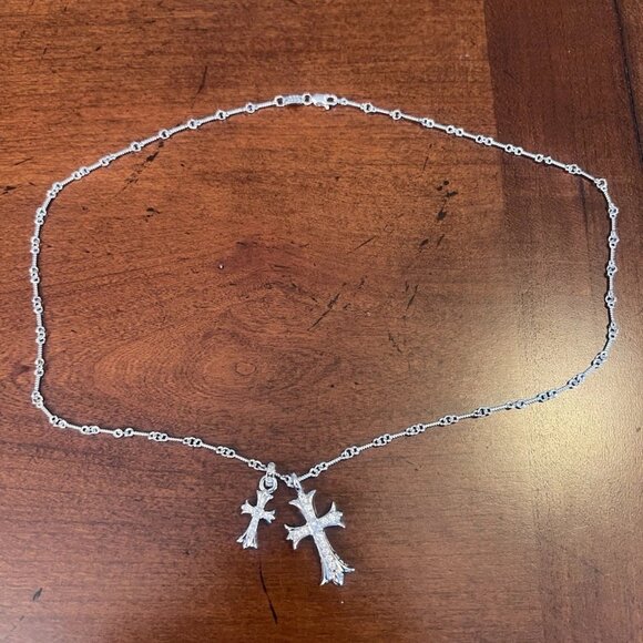 Chrome Hearts Other - Chrome Hearts Cross Diamonds Pendant 925 Silver Necklace Dust Bag + Box